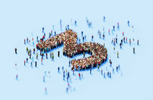 istock Human Crowd Forming Number 3 On Blue Background 1872227032