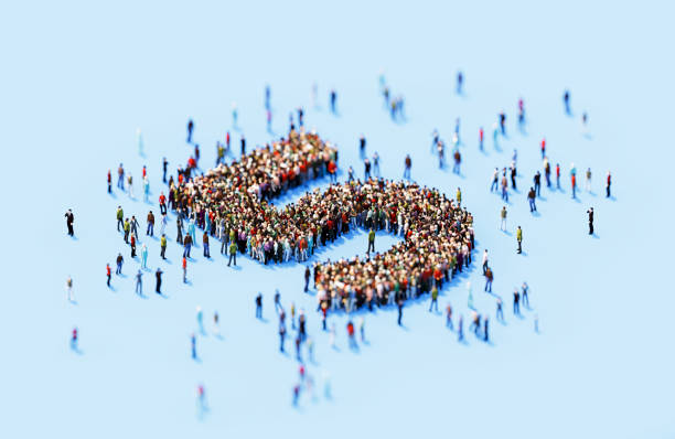 istock Human Crowd Forming Number 5 On Blue Background 1872229732