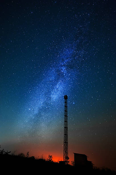 istock Tower for supervision against the star sky. 187223086