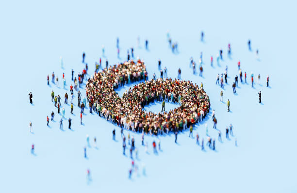 istock Human Crowd Forming Number 6 On Blue Background 1872231434