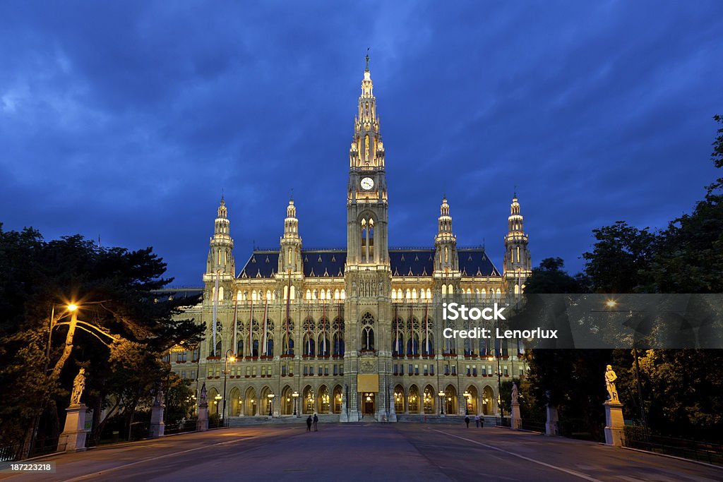 Tall gothic building of Vienna city hall, Austria Architecture Stock Photo