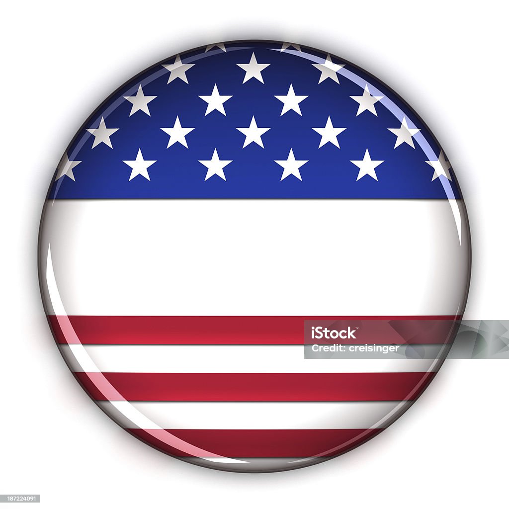 Patriotic button Patriotic button with the design of the American flag over white background. American Flag Stock Photo