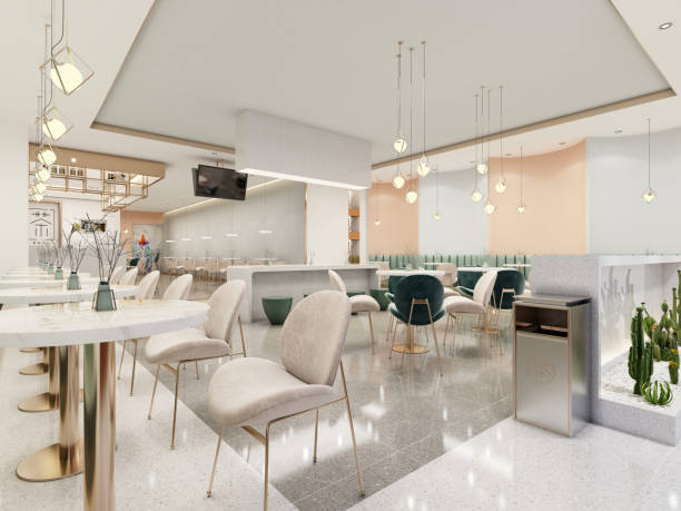 istock 3d render of cafe restaurant interior 1872241371