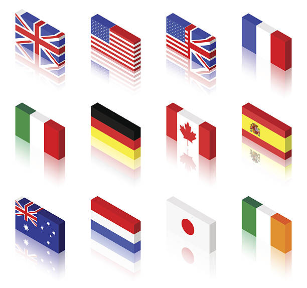 3 d flags - usa netherlands stock illustrations