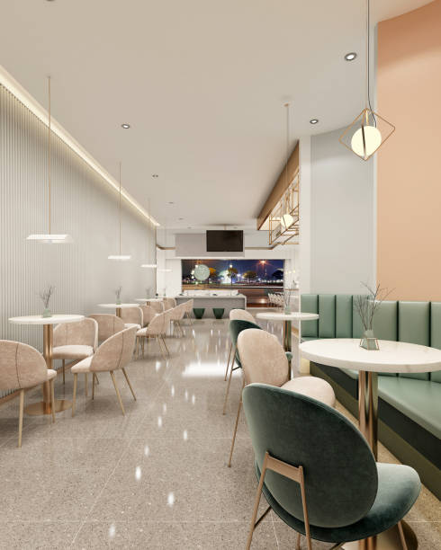 istock 3d render of cafe restaurant interior 1872241905