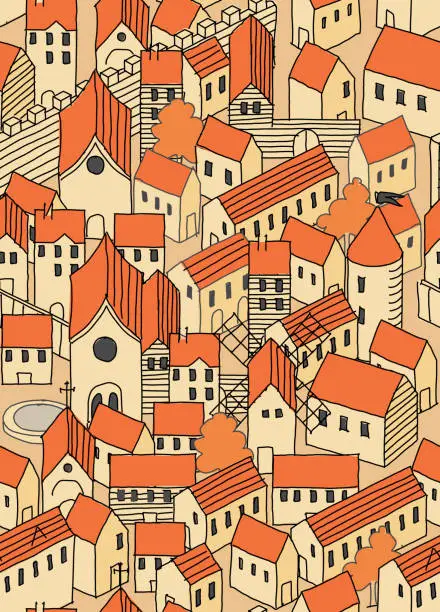Vector illustration of tileable houses