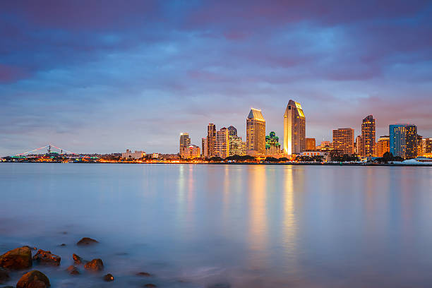 san diego a notte - night downtown district north america san diego california foto e immagini stock