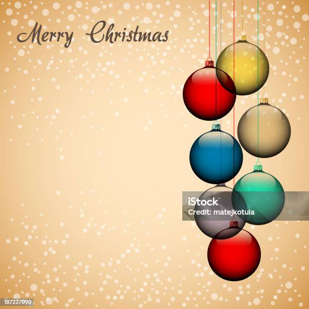Retro Cartolina Di Natale Con Decorazioni - Immagini vettoriali stock e altre immagini di Arredamento - Arredamento, Astratto, Blu