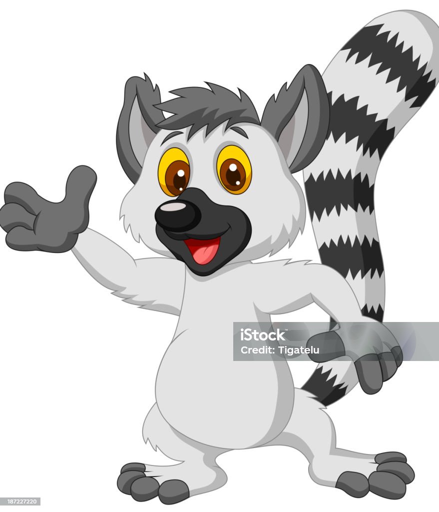 Lemur kreskówka, machający ręka - Grafika wektorowa royalty-free (Część ciała zwierzęcia)