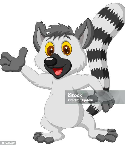 Lemur Kreskówka Machający Ręka - Stockowe grafiki wektorowe i więcej obrazów Część ciała zwierzęcia - Część ciała zwierzęcia, Dowcip rysunkowy, Fajny