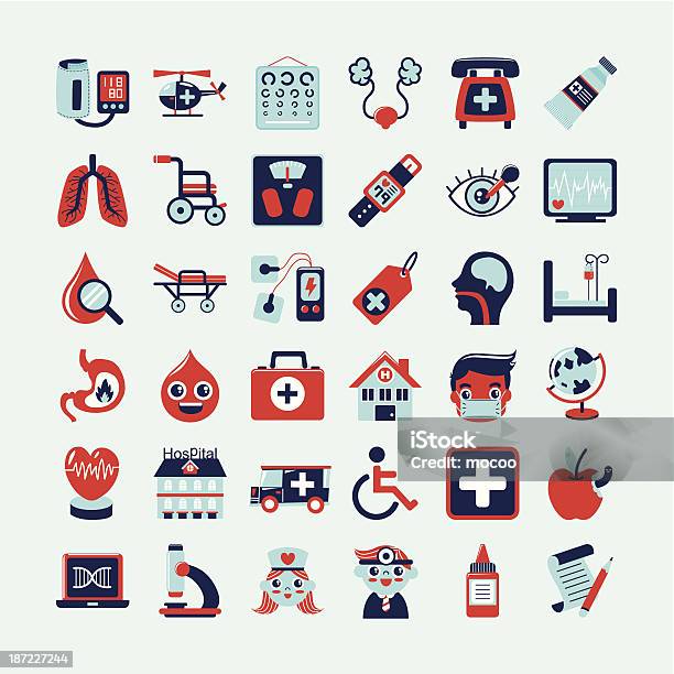 의료 아이콘 세트 간호사에 대한 스톡 벡터 아트 및 기타 이미지 - 간호사, 건강관리와 의술, 경구 피임약