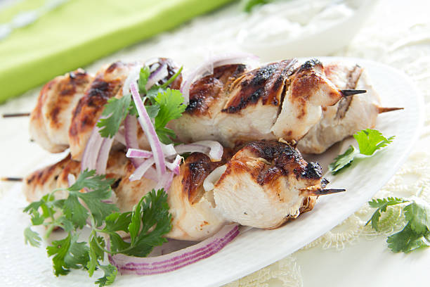 istock Chicken shish kebab on skewers. 187227313