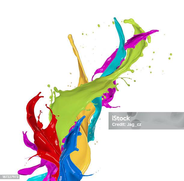 Splashes Of Colors On White Background Stock Photo - Download Image Now - Abstract, Blue, Colors