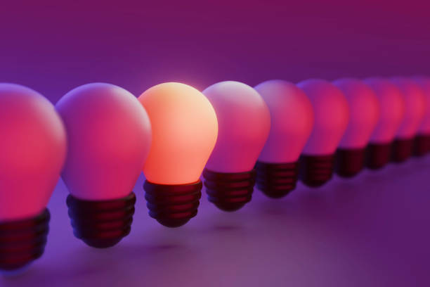 istock 3D rendering of neon Bulbs, Leadership, management and uniqueness concept. 1872284476
