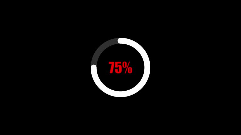 Digital loading or progress bar animated on a black background.