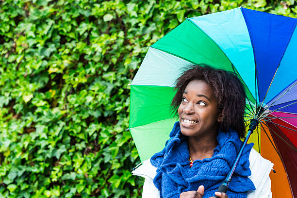 istock Happy woman under the rain 187229875