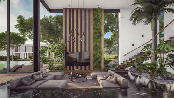istock 3d rendering of expensive cozy interior with green walls in night 1872311085