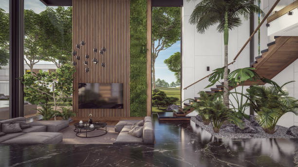 istock 3d rendering of expensive cozy interior with green walls in night 1872311089