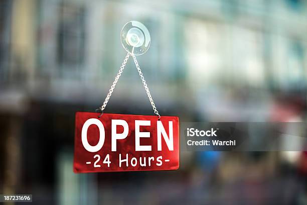 Open 24 Hours Stock Photo - Download Image Now - 24 Hrs, City, Color Image