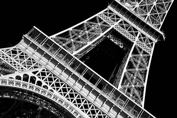 エッフェル塔 - eiffel tower black and white paris france construction ストックフォトと画像