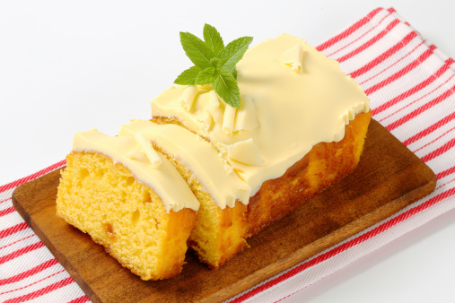 Lemon sponge cake on a cutting board