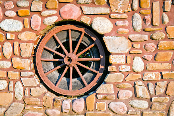istock Wheel in Stone Fence Poland 187234869