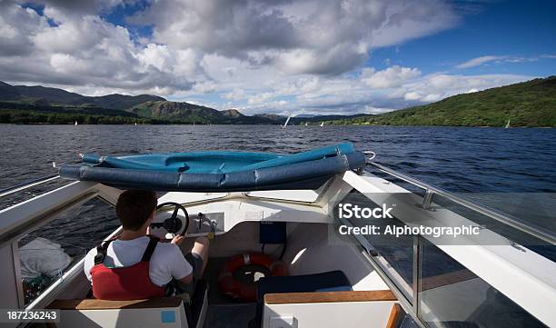 Rented Motor Boat On Coniston Water Stock Photo - Download Image Now - Adult, Aquatic Sport, Beach