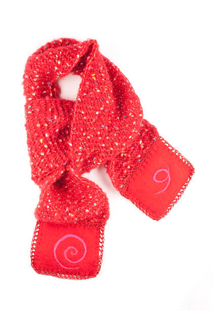 istock Red Knitted and Felted Wool Scarf 187236751