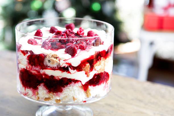 Christmas trifle raspberry and cranberry trifle for Christmas  trifle stock pictures, royalty-free photos & images