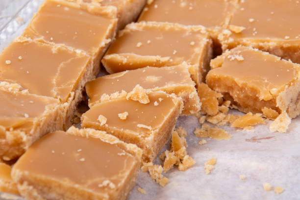 istock Close up on homemade sugar cream square 1872377526