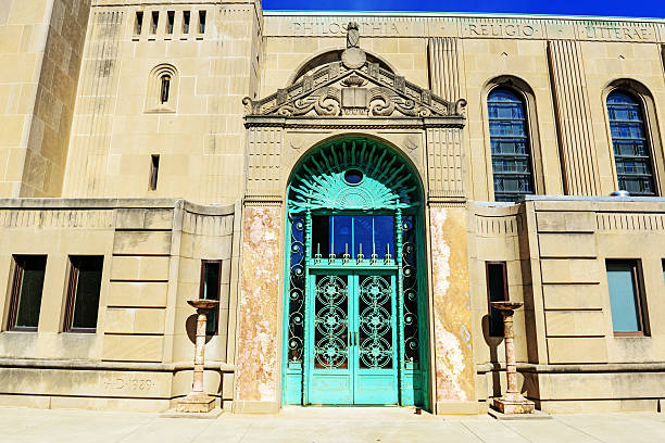 entrada de cudahy biblioteca, loyola university, chicago - cudahy fotografías e imágenes de stock