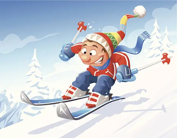 Vector illustration of Downhill Skiing