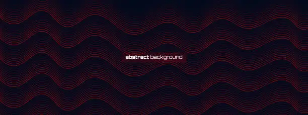 Vector illustration of Red technology wave line abstract on dark black background