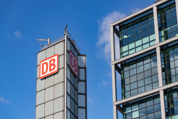 low angle view on elevated railway tracks in central berlin in summer
