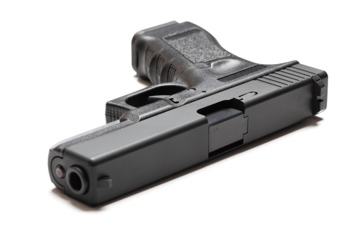 Glock 9mm semi-automatic pistol on white background