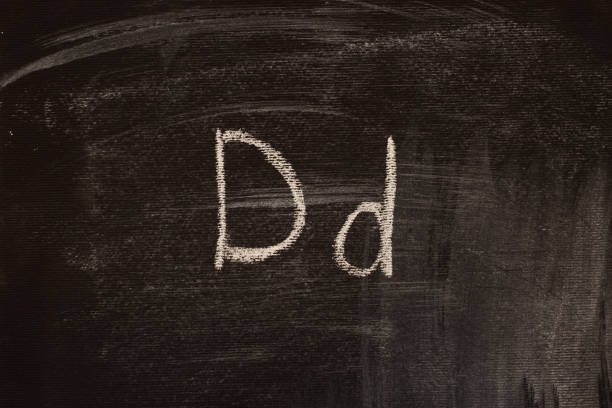 istock The English letter D written in chalk on a black board. 1872417849
