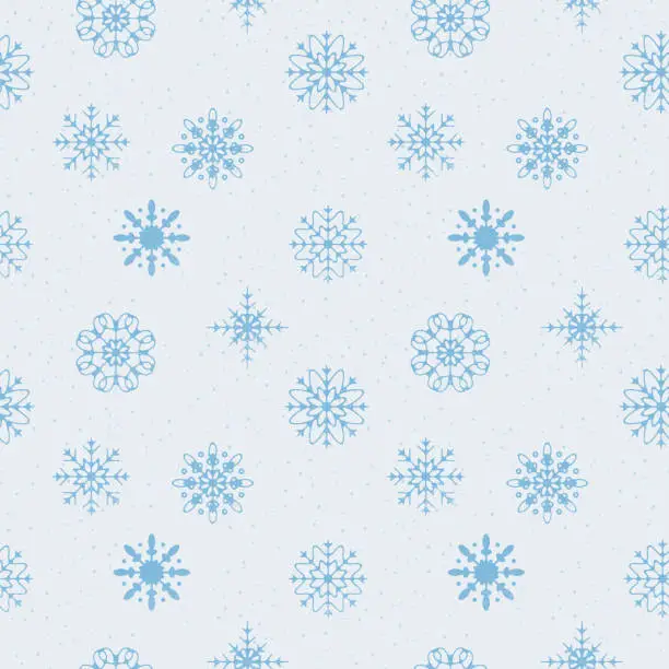 Vector illustration of Snowflakes Seamless pattern, Winter's background. Vector illustration in hand-drawn style