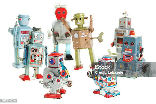Robot Vintage Parti - Fotografie stock e altre immagini di Robot - Robot, Natale, Nuovo