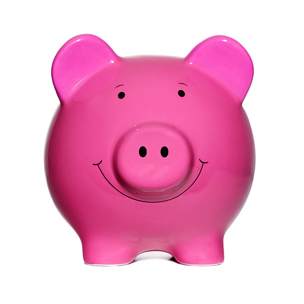 isolated pink savings piggy bank