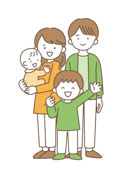 Vector illustration of illustration material of 4 family families