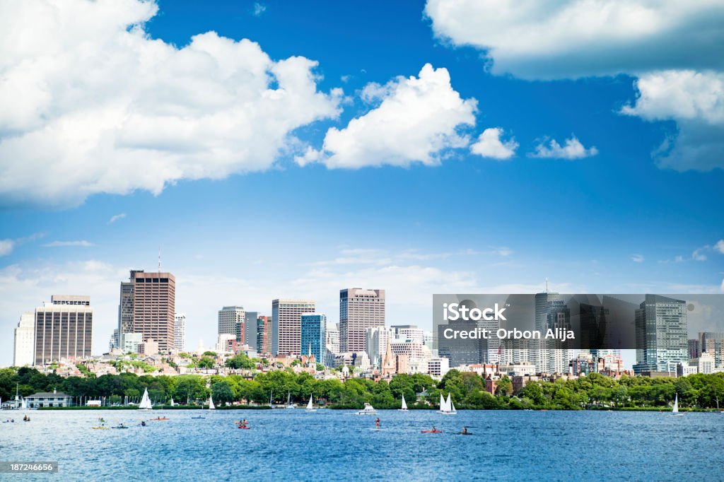 Panoramę miasta, i Charles River - Zbiór zdjęć royalty-free (Boston - Stan Massachusetts)