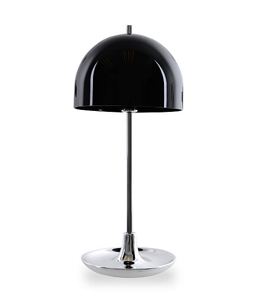Lámpara contemporánea de mesa de vidrio y acero aislado - foto de stock