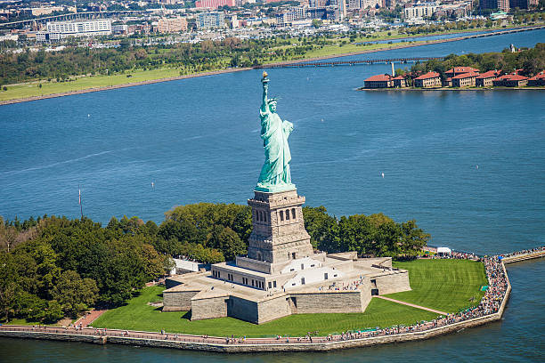 istock The Statue Of Liberty, Aerial view 187248657