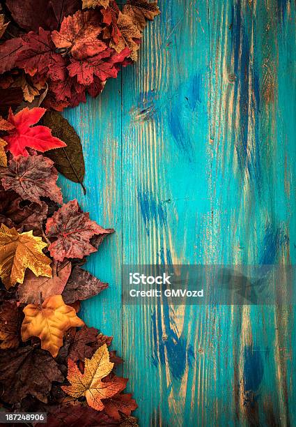 Autumn Decoration Background With Leafs Stock Photo - Download Image Now - Autumn, Backgrounds, Border - Frame