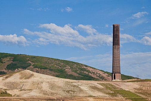 Smelter exhaust stack located in Anaconda, MT. The retired stack is the world's tallest free standing masonry structure.