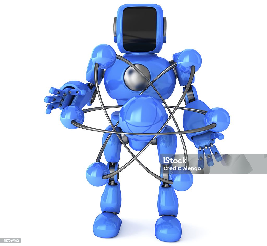 Robot and Atom - Foto de stock de ADN libre de derechos