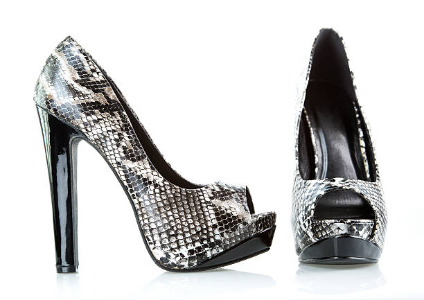 istock Fancy High Heels shoes in snake skin design 187250482