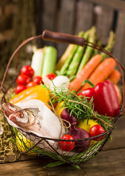 istock Fish and Organic Vegetables Fresh From Market 187250798