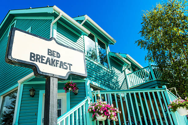 Bed and Breakfast Little hotel in Dawson city, Yukon, Canada. bed and breakfast stock pictures, royalty-free photos & images