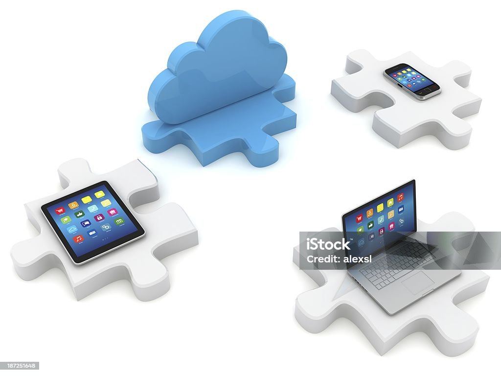 Computación en nube - Foto de stock de Compartir libre de derechos